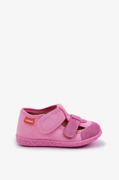 Online Milami Kapcie Dziecięce Na Rzepy Różowe Reathiana Różowy