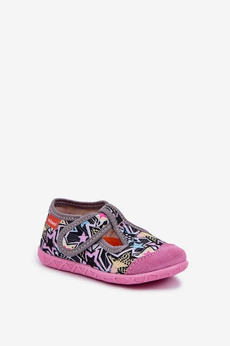 Dziewczęce|Back To School>Milami Kapcie Dziecięce Na Rzep Szaro-Różowe Jasimrra Szary