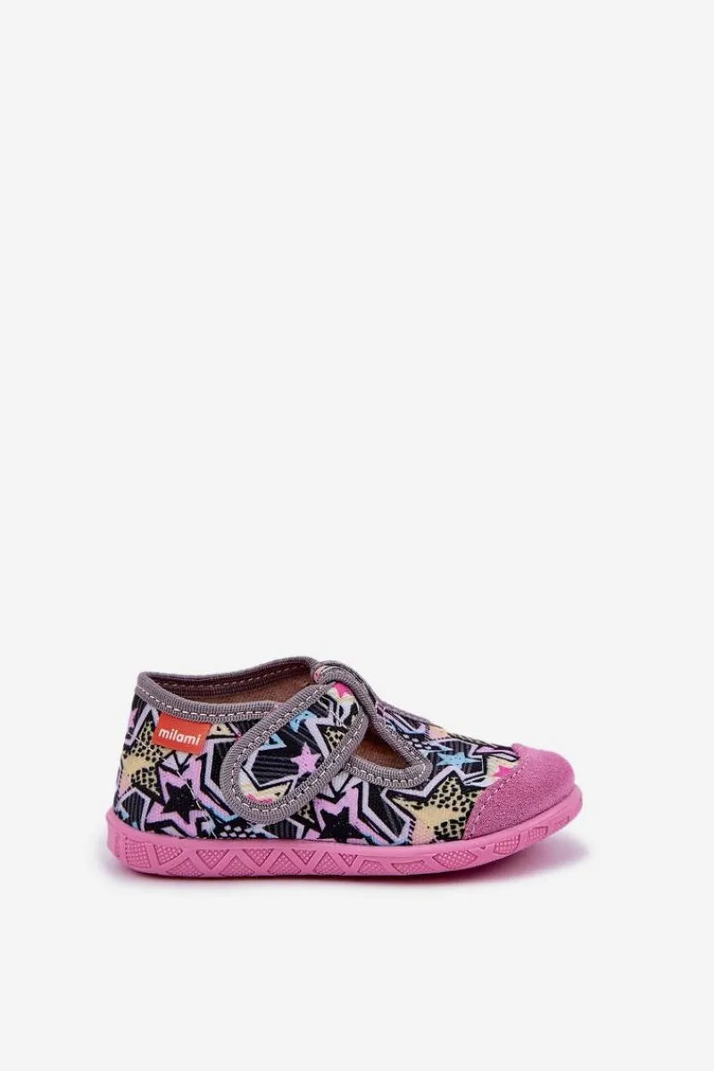 Dziewczęce|Back To School>Milami Kapcie Dziecięce Na Rzep Szaro-Różowe Jasimrra Szary