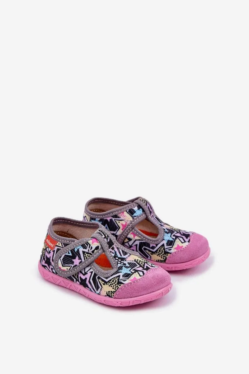 Dziewczęce|Back To School>Milami Kapcie Dziecięce Na Rzep Szaro-Różowe Jasimrra Szary