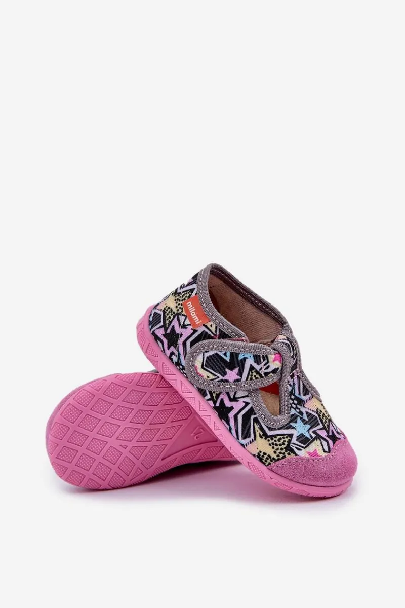 Dziewczęce|Back To School>Milami Kapcie Dziecięce Na Rzep Szaro-Różowe Jasimrra Szary