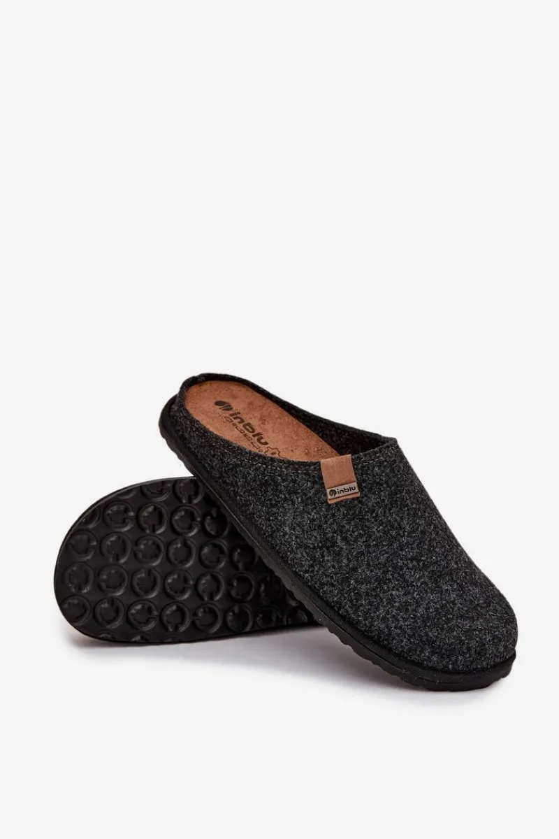 Hot INBLU Kapcie Męskie Profilaktyczne SI000025 Ciemnoszare Szary