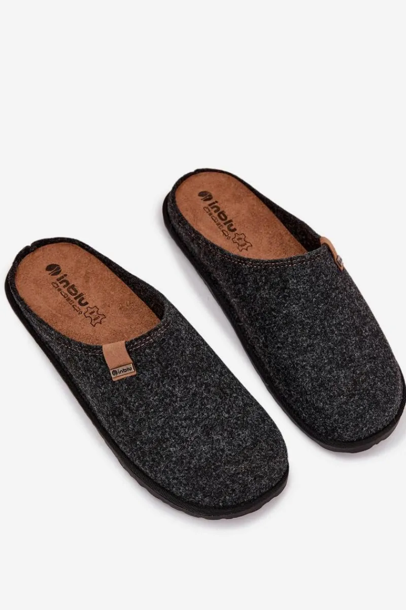 Hot INBLU Kapcie Męskie Profilaktyczne SI000025 Ciemnoszare Szary