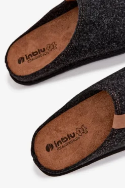 Hot INBLU Kapcie Męskie Profilaktyczne SI000025 Ciemnoszare Szary