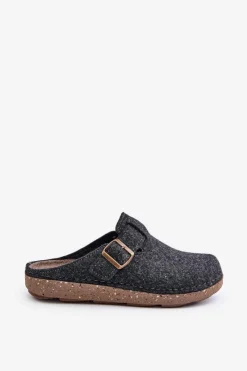 Outlet Kapcie Męskie Z Klamrą Klapki Profilaktyczne MT000012 Grafitowe Męskie Klapki Męskie Klasyczne|Papcie Męskie