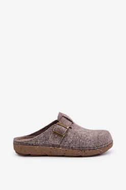 Outlet Kapcie Męskie Z Klamrą Klapki Profilaktyczne MT000012 Beżowe Męskie Klapki Męskie Klasyczne|Papcie Męskie