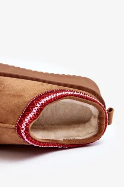 Śniegowce Damskie|Kapcie Klasyczne></noscript>Boto Kapcie Na Grubej Podeszwie Z Eko Zamszu Brązowe Sylva