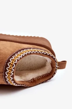 Kapcie Na Grubej Podeszwie Z Eko Zamszu Camel Sylva Damskie Śniegowce Damskie|Kapcie Klasyczne