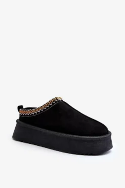 Outlet Boto Kapcie Na Grubej Podeszwie Z Eko Zamszu Czarne Sylva