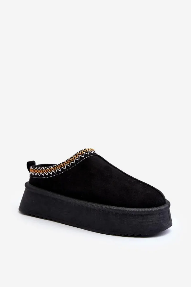 Outlet Boto Kapcie Na Grubej Podeszwie Z Eko Zamszu Czarne Sylva