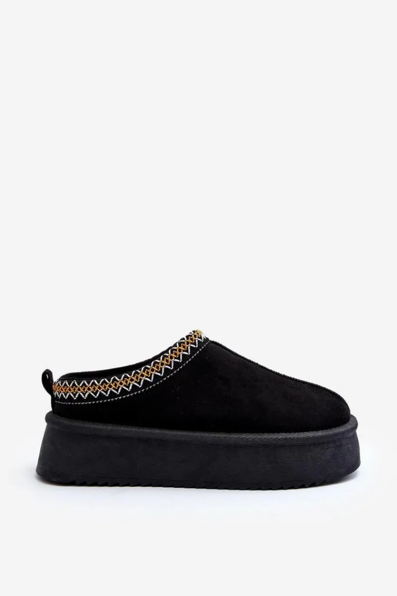 Outlet Boto Kapcie Na Grubej Podeszwie Z Eko Zamszu Czarne Sylva