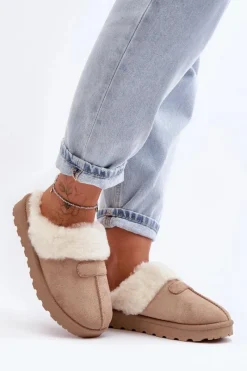 Sale Kapcie Śniegowce Damskie Z Kożuchem Beżowe Villene Damskie Śniegowce Damskie|Kapcie Klasyczne