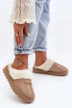 Sale Kapcie Śniegowce Damskie Z Kożuchem Beżowe Villene Damskie Śniegowce Damskie|Kapcie Klasyczne