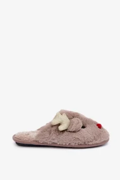 Discount Boto Kapcie Świąteczne Z Motywem Renifera Futrzane Ciemnobeżowe Asielle Beżowy