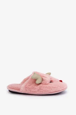 Hot Kapcie Świąteczne Z Motywem Renifera Futrzane Różowe Asielle Damskie Kapcie Klasyczne