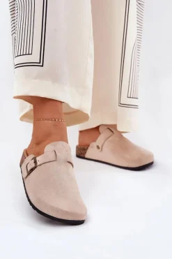 Klapki Na Platformie|Klapki Damskie Klasyczne>Boto Klapki ChodakI Damskie i Na Platformie Z Klamrą Beżowe Selio Beżowy