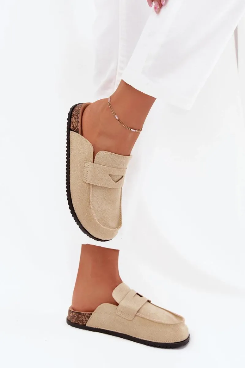 Best Boto Klapki Chodaki Damskie Na Korkowej Platformie Beżowe Nivalia Beżowy