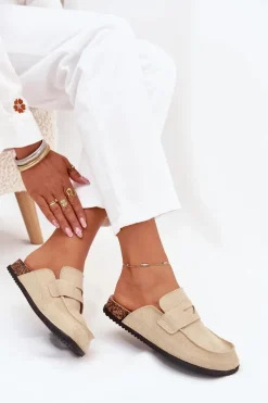 Best Boto Klapki Chodaki Damskie Na Korkowej Platformie Beżowe Nivalia Beżowy