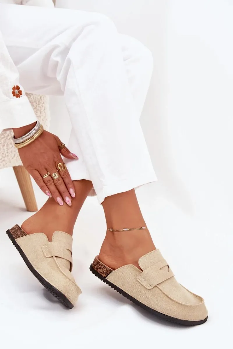 Best Boto Klapki Chodaki Damskie Na Korkowej Platformie Beżowe Nivalia Beżowy