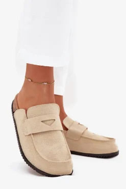Best Boto Klapki Chodaki Damskie Na Korkowej Platformie Beżowe Nivalia Beżowy