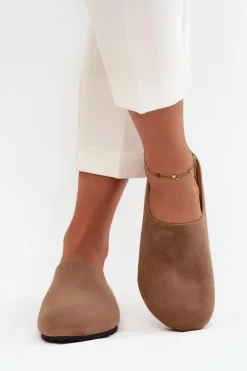 Clearance Klapki Chodaki Damskie Na Platformie Ciemnobeżowe Sylviane Damskie Kapcie Klasyczne|Klapki Korkowe