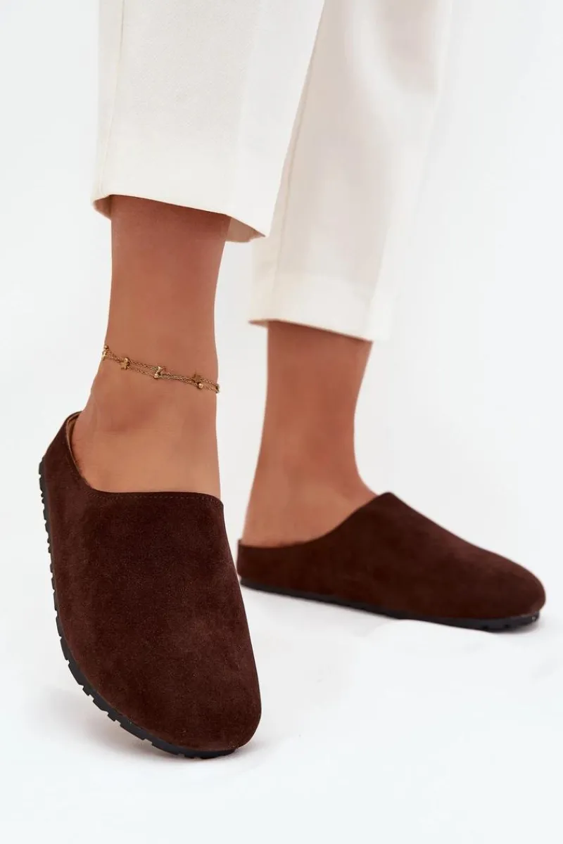 Clearance Boto Klapki Chodaki Damskie Na Platformie Czekoladowe Sylviane Brązowy