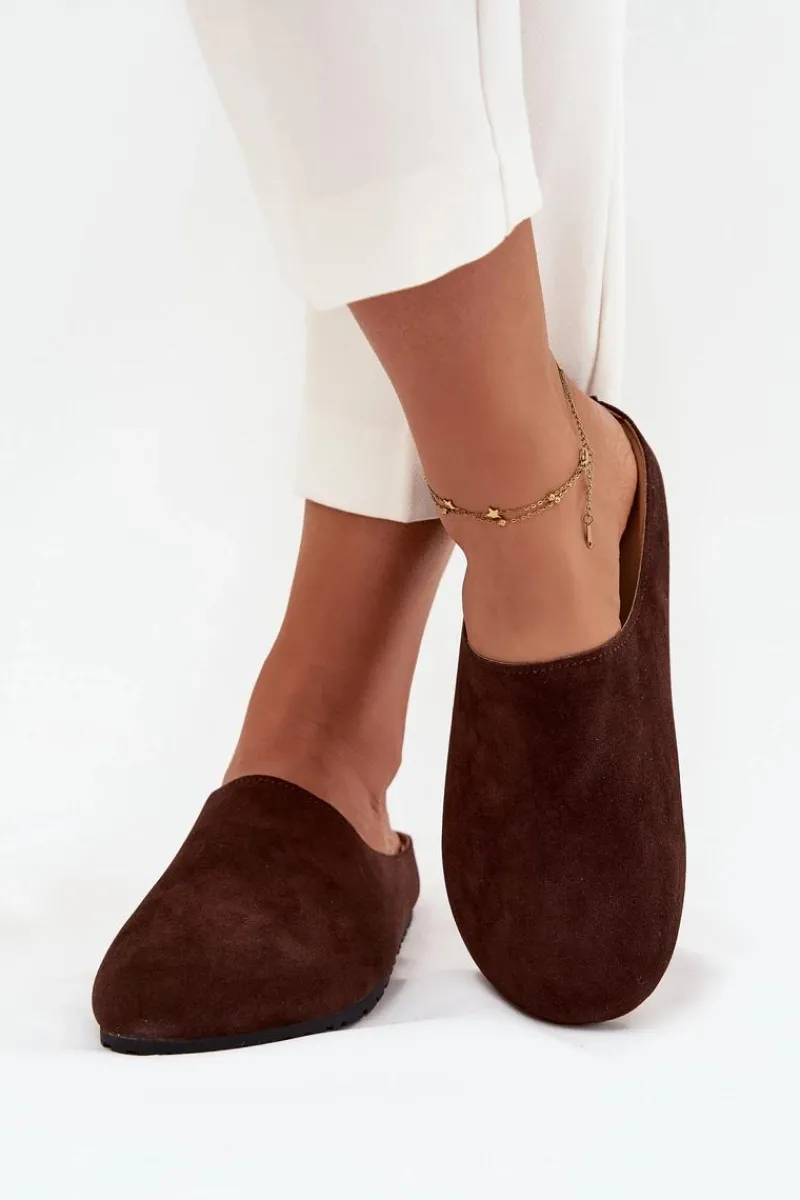 Clearance Boto Klapki Chodaki Damskie Na Platformie Czekoladowe Sylviane Brązowy