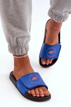 New 4F Klapki Chłopięce JMM00FFLIM043-33S Niebieskie