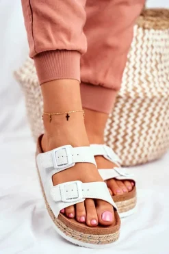 Big Star Shoes Klapki Damskie Big Star Białe FF274665