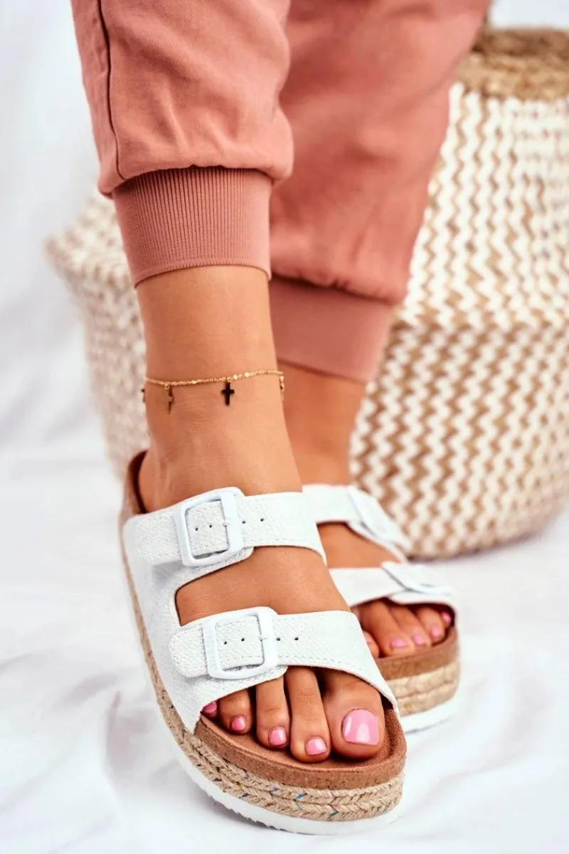 Big Star Shoes Klapki Damskie Big Star Białe FF274665