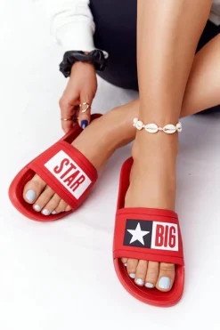 Big Star Shoes Klapki Damskie Big Star Czerwone DD274A267