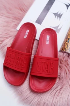 Best Klapki Damskie Big Star Czerwone DD274A270 Damskie Klapki Sportowe|Klapki Damskie Big Star