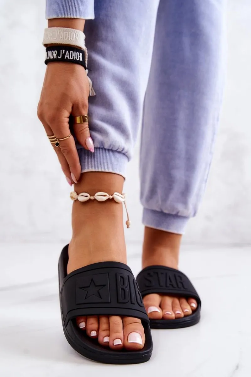 Klapki Sportowe|Klapki Damskie Big Star>Big Star Shoes Klapki Damskie Big Star Czarne DD274A271 Czarny