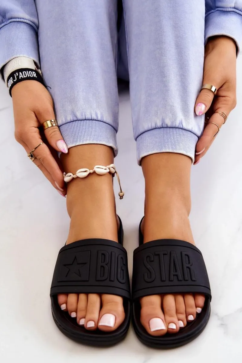 Klapki Sportowe|Klapki Damskie Big Star>Big Star Shoes Klapki Damskie Big Star Czarne DD274A271 Czarny