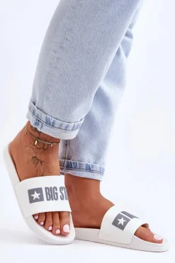 Online Klapki Damskie Big Star FF274A199 Białe Damskie Klapki Sportowe|Klapki Damskie Big Star