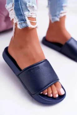 Outlet Big Star Shoes Klapki Damskie Big Star Granatowe AA274A167