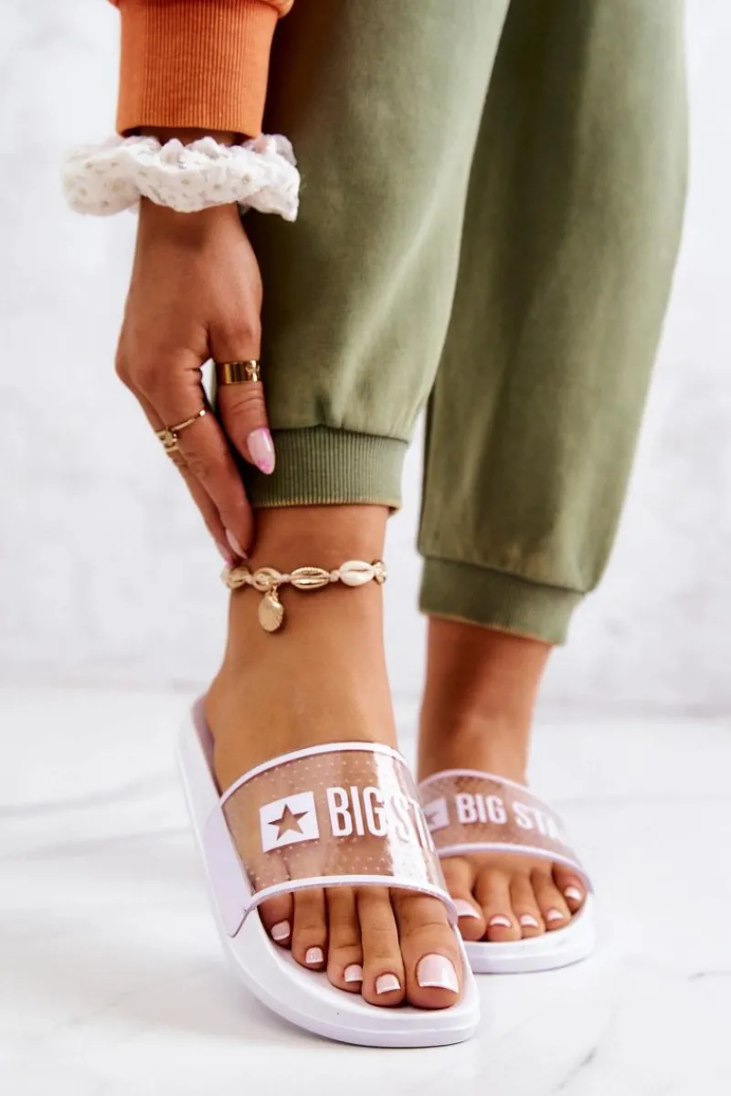 Klapki Sportowe|Klapki Damskie Big Star>Big Star Shoes Klapki Damskie Big Star JJ274642 Białe