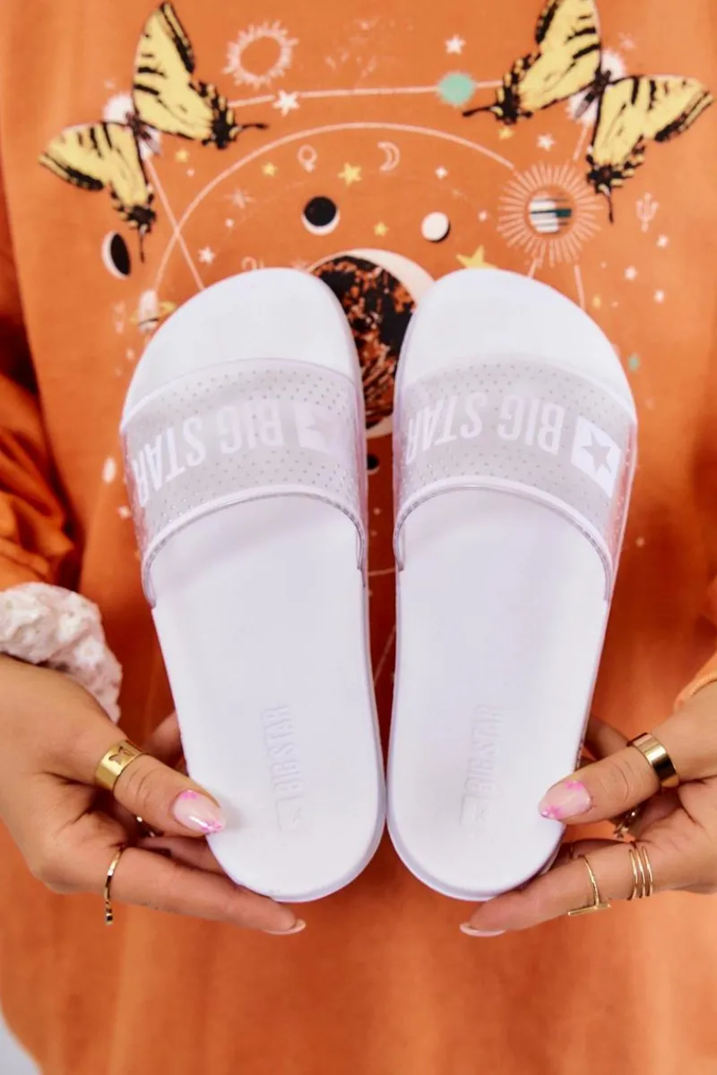 Klapki Sportowe|Klapki Damskie Big Star>Big Star Shoes Klapki Damskie Big Star JJ274642 Białe