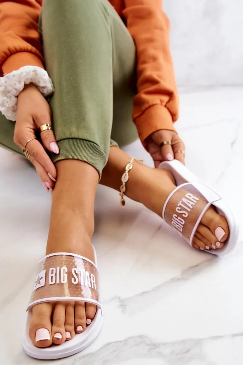 Klapki Sportowe|Klapki Damskie Big Star>Big Star Shoes Klapki Damskie Big Star JJ274642 Białe