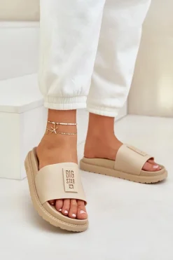 Sale Big Star Shoes Klapki Damskie Big Star LL274A210 Beżowe Beżowy