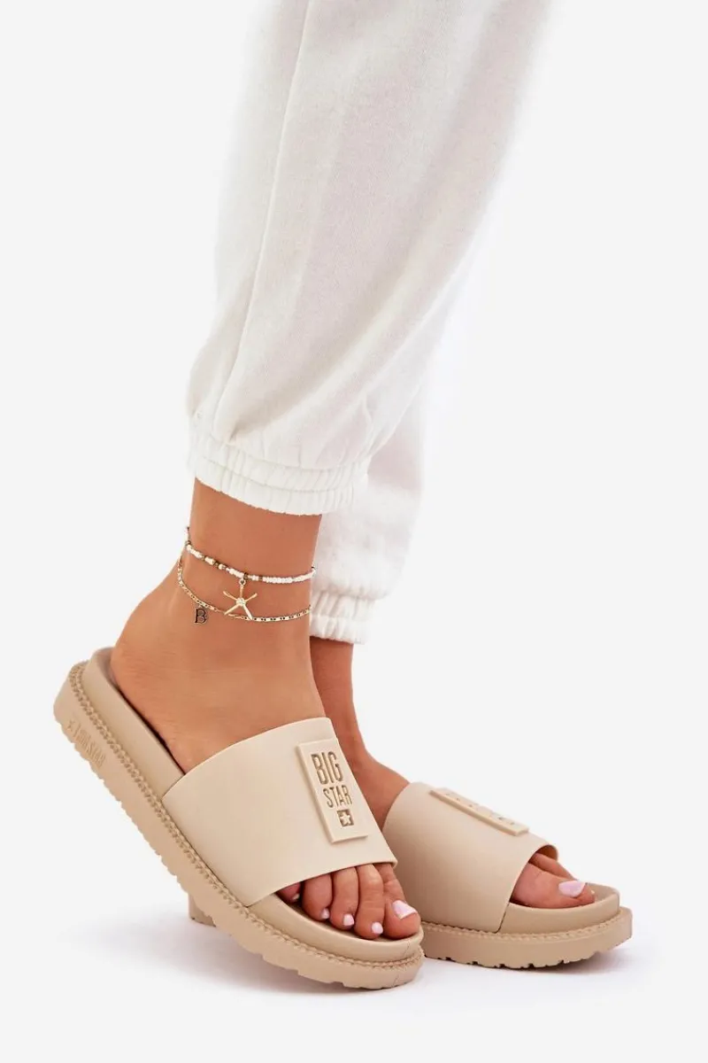 Sale Big Star Shoes Klapki Damskie Big Star LL274A210 Beżowe Beżowy