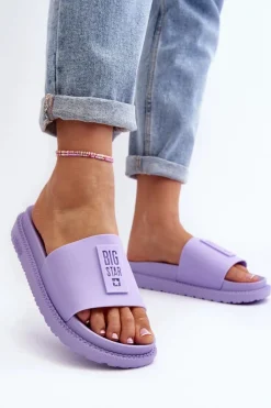 Sale Big Star Shoes Klapki Damskie Big Star LL274426 Fioletowe