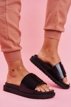 Sale Klapki Damskie Big Star na Platformie Czarne FF274813 Damskie Klapki Sportowe|Klapki Damskie Big Star