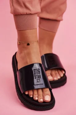 Sale Klapki Damskie Big Star na Platformie Czarne FF274813 Damskie Klapki Sportowe|Klapki Damskie Big Star