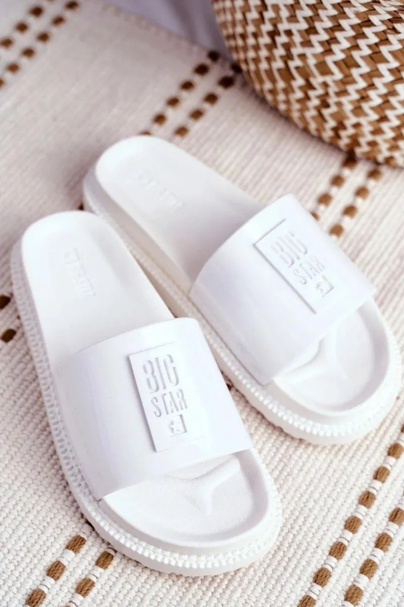 Klapki Sportowe|Klapki Damskie Big Star>Big Star Shoes Klapki Damskie Big Star na Platformie Białe FF274812