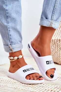 Outlet Klapki Damskie Big Star Powietrzne Białe GG274A026 Damskie Klapki Sportowe|Klapki Damskie Big Star