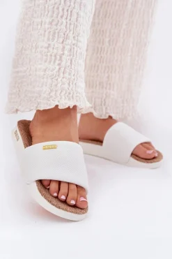 Hot Klapki Damskie Big Star RR274A103 Białe Damskie Klapki Damskie Big Star|Klapki Na Platformie