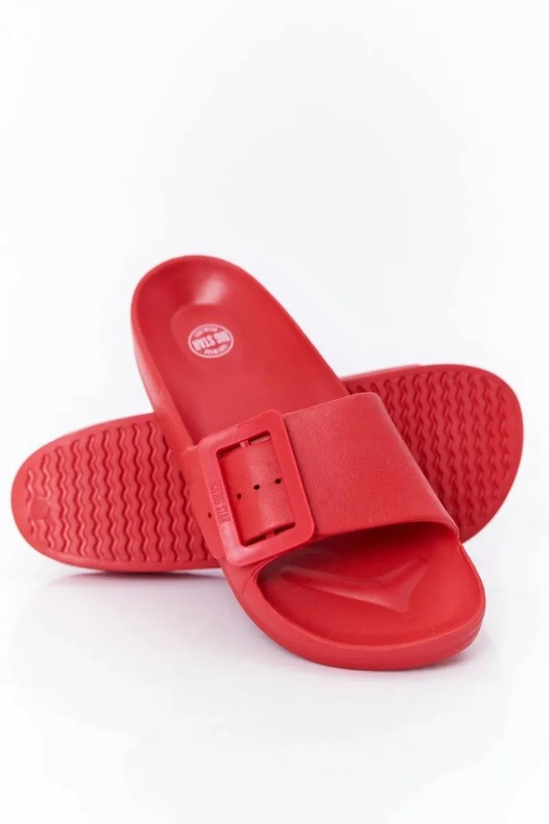 Klapki Sportowe|Klapki Damskie Big Star>Big Star Shoes Klapki Damskie Big Star z Klamrą FF274A385 Czerwone