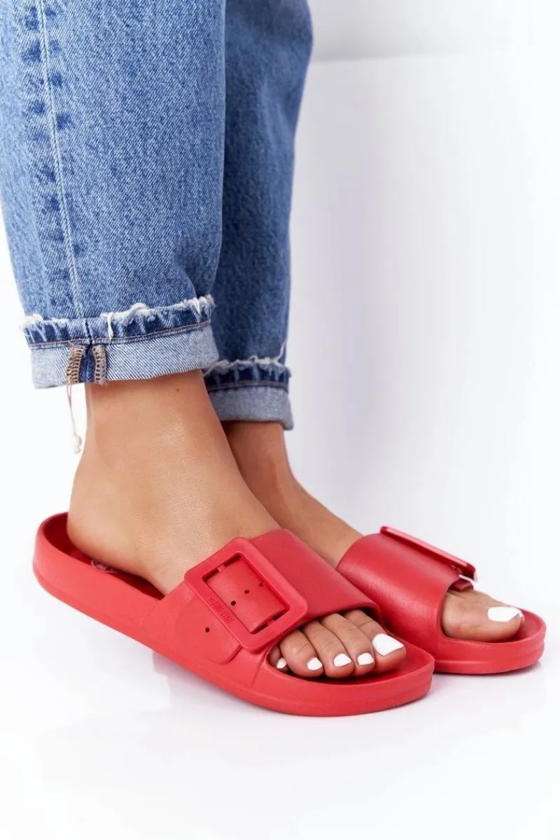 Klapki Sportowe|Klapki Damskie Big Star>Big Star Shoes Klapki Damskie Big Star z Klamrą FF274A385 Czerwone