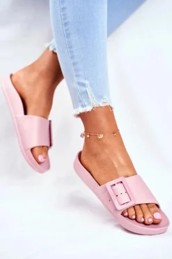 Hot Big Star Shoes Klapki Damskie Big Star z Klamrą Różowe FF274A387 Różowy